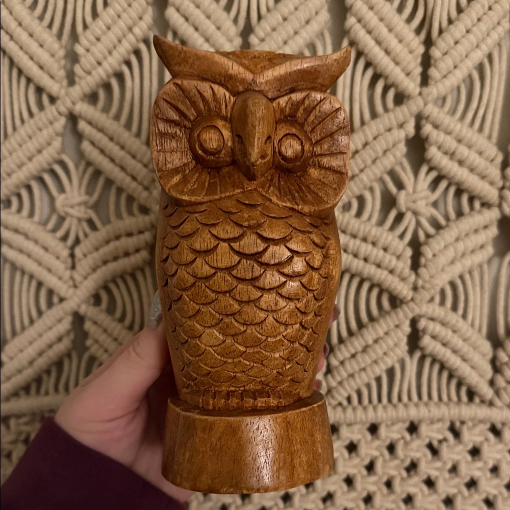 🦉 NOVICA Wooden Owl Eyeglass Holder Stand – Hand Carved Indonesia – Suar Wood